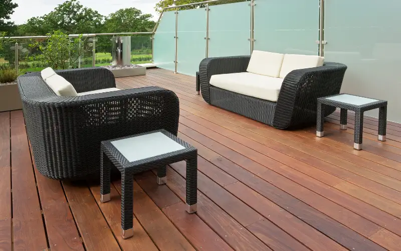 Outdoor furniture on a composite deck